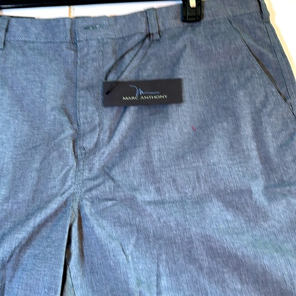 Marc Anthony Heather Blue Flat Front Slim Fit Cotton Stretch Twill Shorts 42 NWT - Picture 4 of 7